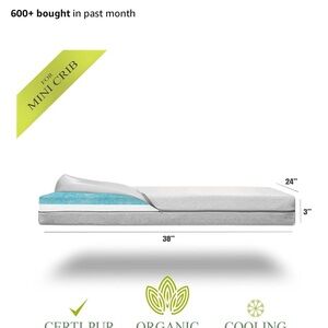 Organic Mini Crib Mattress w/Cover - White and Gray